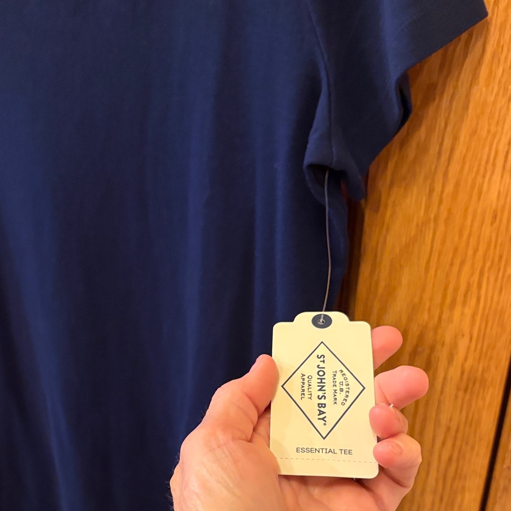 St. John's Bay Navy V-Neck Short Sleeve Tee - Picture 5 of 8